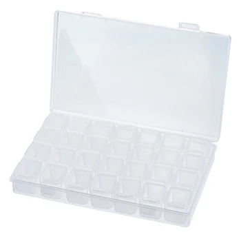 

17*11 Cm White Transparent 28 Grid Transparent Diy Nail Art Accessory Decorations Goods Nail Stickers Drilling Storage Box