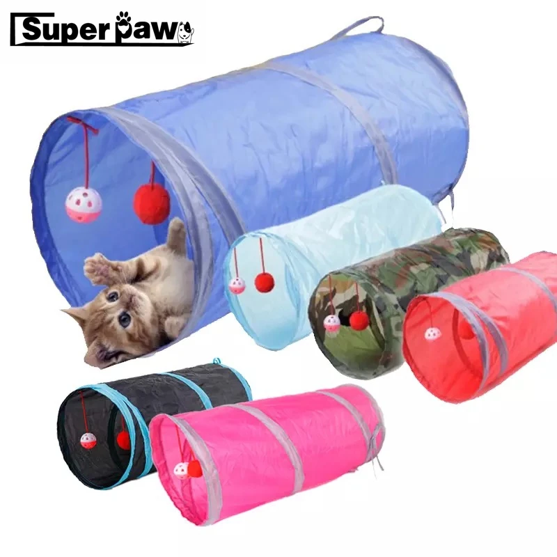 

7 Color Funny Pet Cat Tunnel 2 Holes Play Tube Balls Collapsible Crinkle Kitten Toys Puppy Ferrets Rabbit Tunnel Tubes MDT10