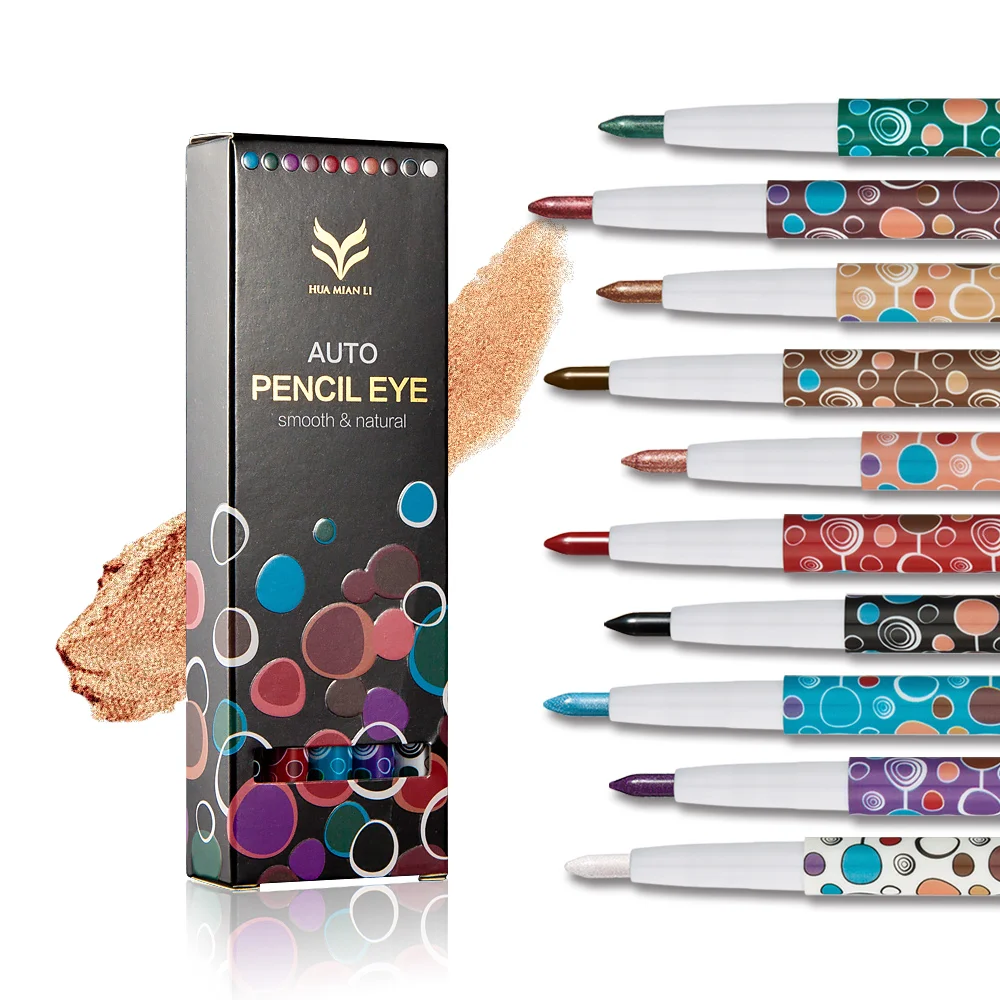 

HUAMIANLI 10 Color Brand Beauty Highlighter Eyeshadow Pencil Cosmetic Glitter Eye Shadow Eyeliner Pen