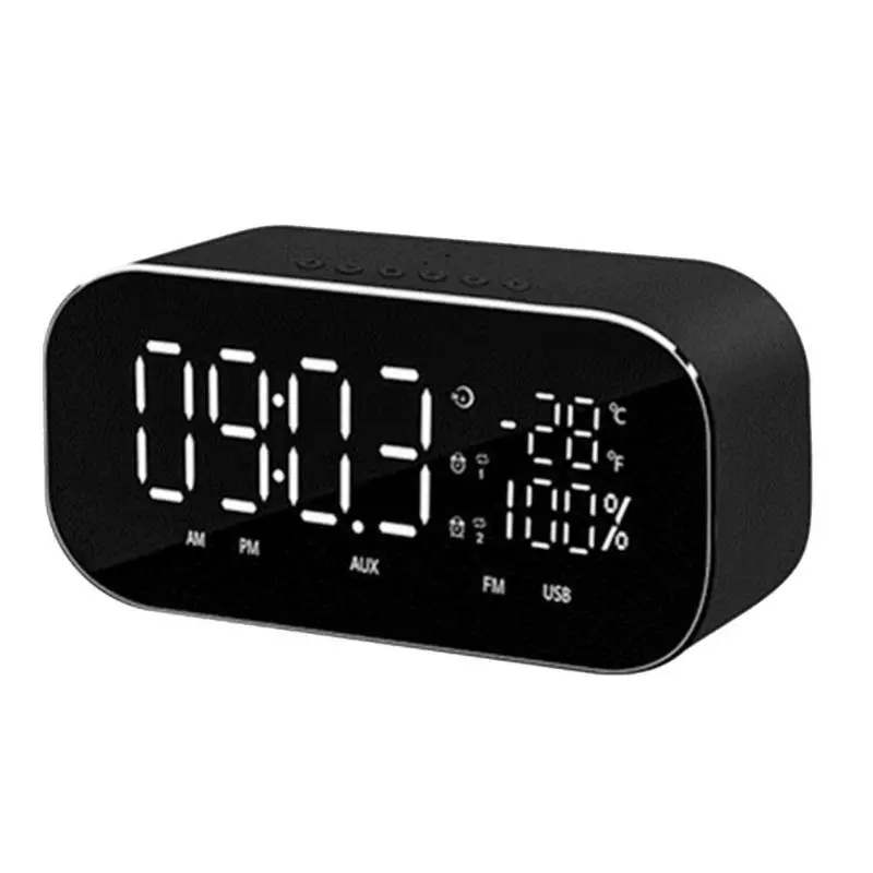 Электронные будильники Bluetooth динамик поддержка температуры ЖК-дисплей FM радио часы беспроводной стерео сабвуфер музыкальный плеер - Цвет: D