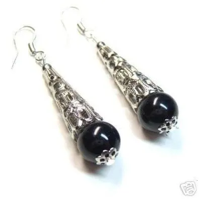 

FREE SHIPPING>>> 5 PC Asia Tibetan Black Bead Earring Free shipping