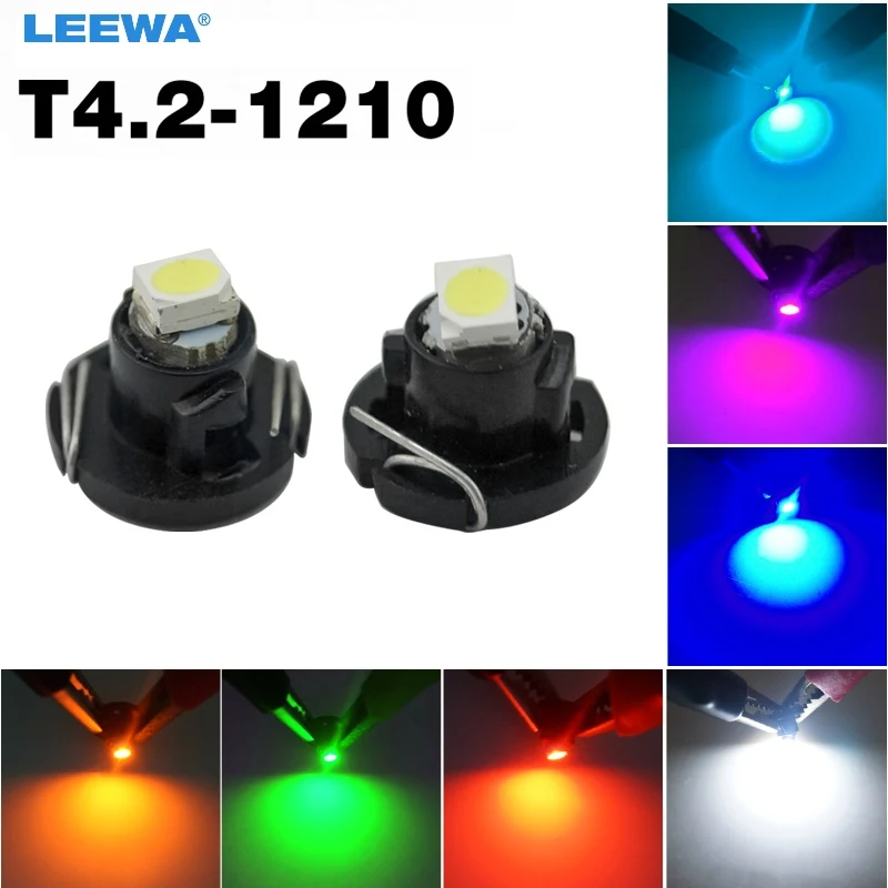 

LEEWA 100X DC12V T4.2 1SMD 1210/3528 автомобильная светодиодная панель приборной панели Светодиодная лампа белый/красный/синий/зеленый/желтый/голубой # CA4503