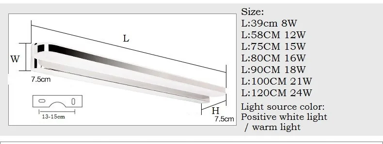 L39cm/58 см/75 см/90 см/100 см/120 см светодиодный настенный светильник для спальни ночники светодиодное освещение ванной туалетный Украшение стола осветительный прибор