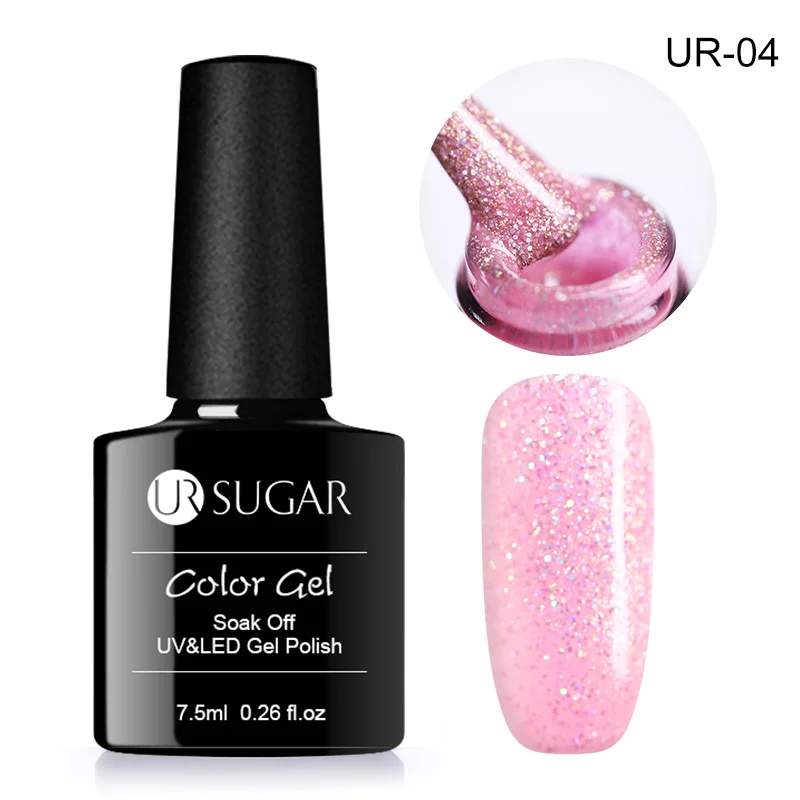 UR SUGAR 7.5ml Shimmer Glitter Gel Nail Polish Brown Pink Color Nail Art Gel Lacquer Soak Off UV Gel Varnish Matte Effect Gel - Цвет: Iridescence 4