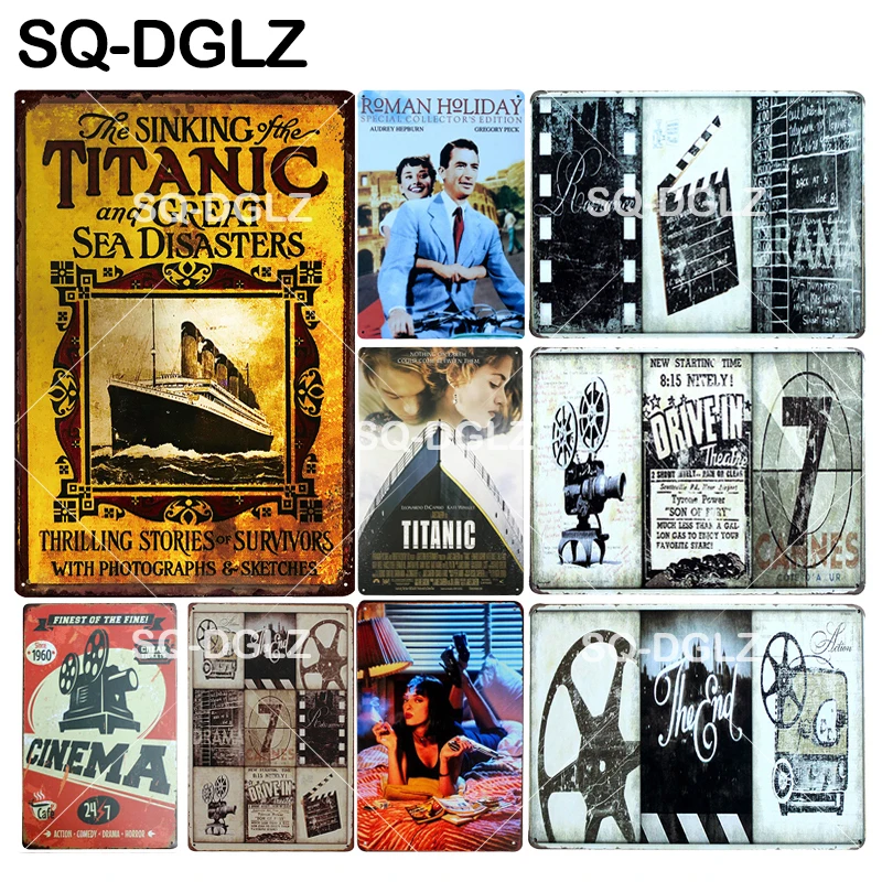 [SQ-DGLZ] Titanic cinema винтажные жестяные вывески металлический знак металлические поделки живопись плакат художественного фильма табличка Металл винтажное украшение бара