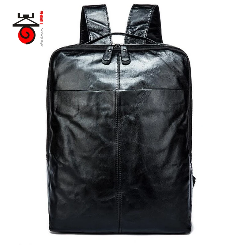 

Senkey style Genuine Leathe Men Backpack Vintage Quality Business Casual Travel Bag Male High Grade Designer Laptop School Bag