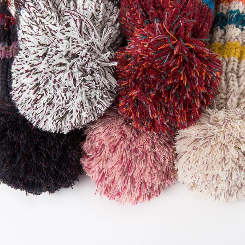 Группа прыжок 5 цветов шляпа и шарф 2 шт красочные зимние шапки женские помпоны трикотажный свитер шляпа шапки шеи теплые