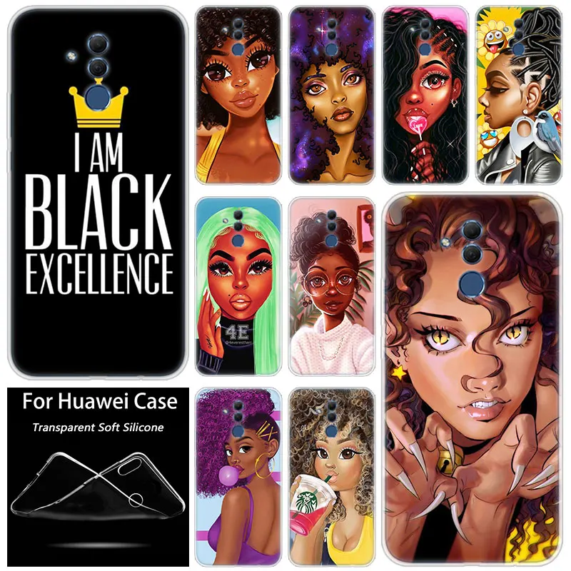 Hot 2bunz Melanin Poppin Aba Silicone Case for Huawei Mate 10 20 Lite Pro Y7 Y9 Prime 2019 Y5 Y6 2018 2017 Cover | Мобильные