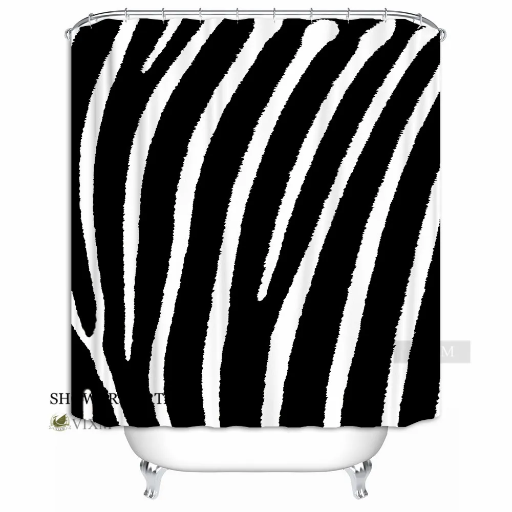 Vixm Zebra Home кожи полосатый Ткань душ Шторы Черный и белый Для ванной Шторы для Ванная комната - Цвет: VIXM081