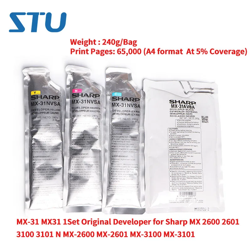 MX 31 MX31 1 набор 4 шт 240 г/пакет CMYK оригинальный Разработчик для Sharp 2600 2601 3100 3101 N