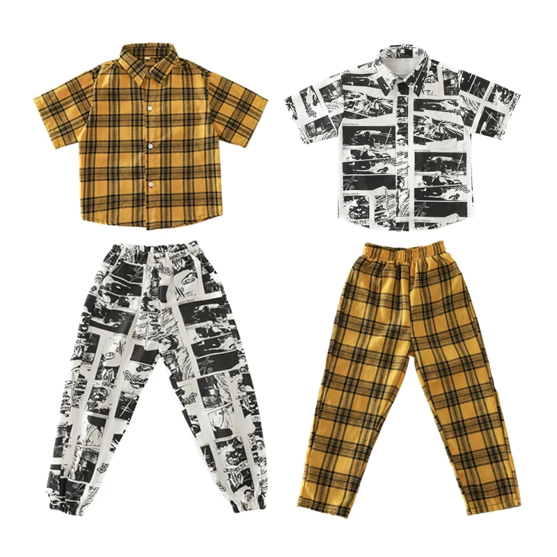 Kids Korean Stage wear Girls Boys Sweatshirt Tops Jogger Pants Ballroom Dancing Clothes Wear Jazz Hip Hop Clothing Suit