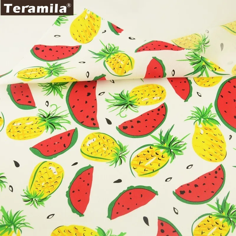 

Teramila Cotton Poplin Fabric Handwork Tildas Printed Fresh Fruits Design Textile Shirt Children's Cloth Fat Quarter Meter Tela