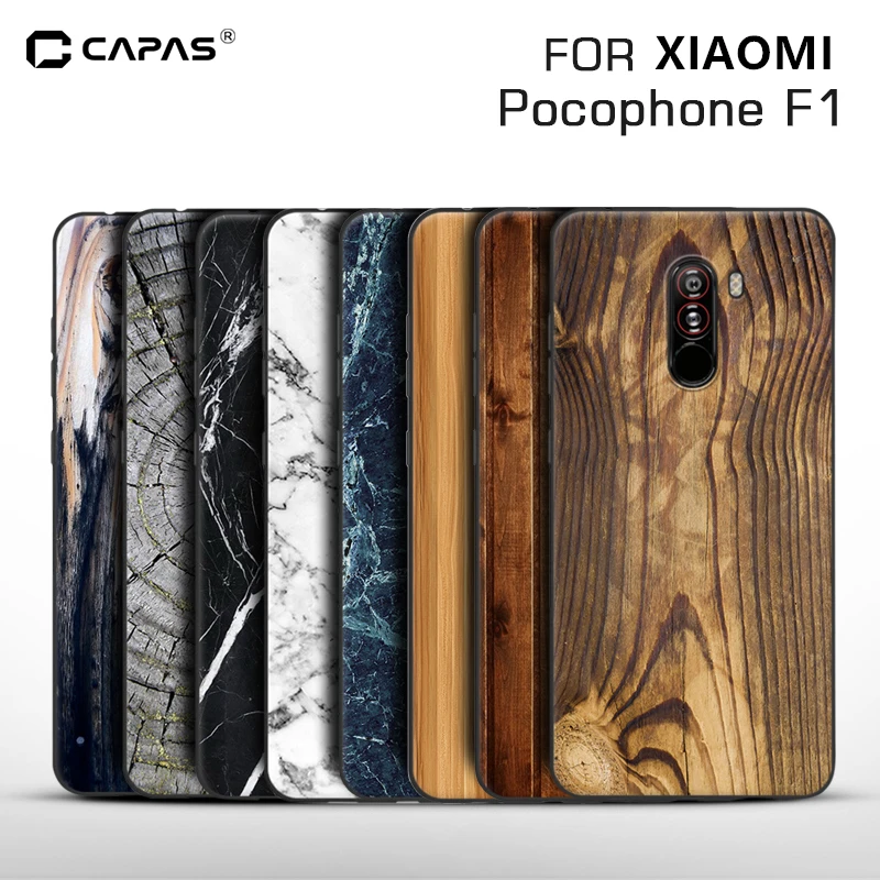 

For Xiaomi Pocophone F1 Case Cover Silicone Soft TPU Wood Stone Patterned Phone Case for Pocophone F1 Flexible Shield Shockproof