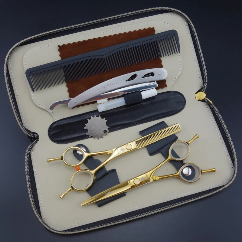 

5.5 inch SMITH CHU Professional Hair dressing scissors set,Cutting & Thinning & Razor & Thinning comb S144