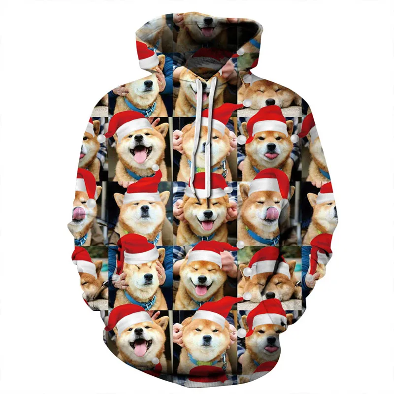 Funny 3D Smile Dog Print Hoodie Sweatshirt Men Women 2018 Brand New