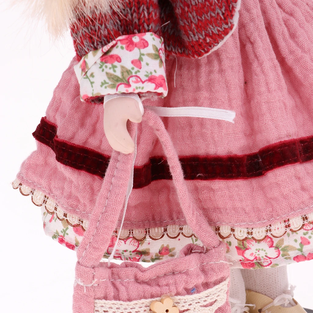 30cm Lovely Porcelain Girl Doll with Clothes Pink & Stand Home Display Decor Gift Porcelain Baby Figurines Dolls Collectible