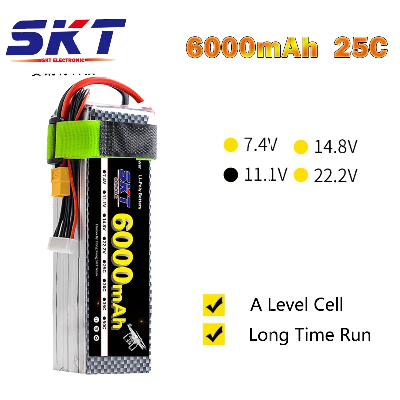 

SKT 11.1V 6000mah 3S 35C RC Bateria Max 100C Lipo battery AKKU For RC Helicopter Truck Car Airplane Quadcopter