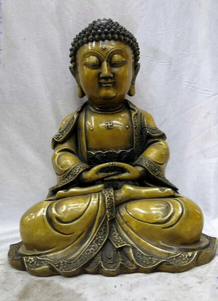 

shitou 001838 13" China fine copper brass Buddhism Sakyamuni Buddha Sculpture Statue