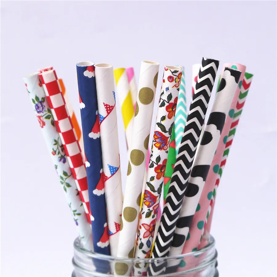

200pcs Free Shipping promotion colors Chevron Striped and Polka Dot Drinking Paper Straw Wholesale Colorful Paper Straws