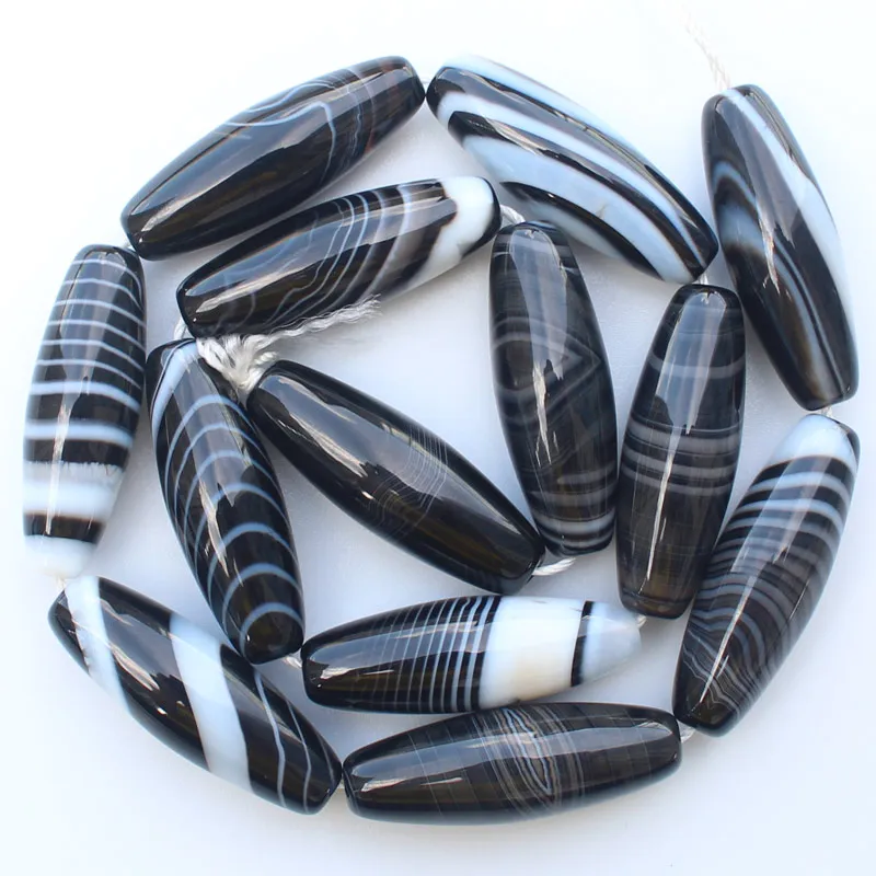 Black stripe ag 6-30mm Oval beads 15inch per strand, For DIY Jewelry Making, pendant,necklace - Цвет: 10x30mm  13pcs