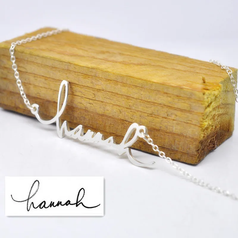 

925 Sterling Silver Hand Write Name Necklace Personalized Signature Handwriting Custom Nameplate Pendent Memory Jewelry Gift