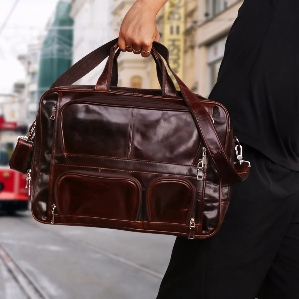 

Men High Capacity Travel Bag Genuine Leather Multi-Function Bag Large Travel Duffle Tote Business Men's Travel Luggage Bag NEW