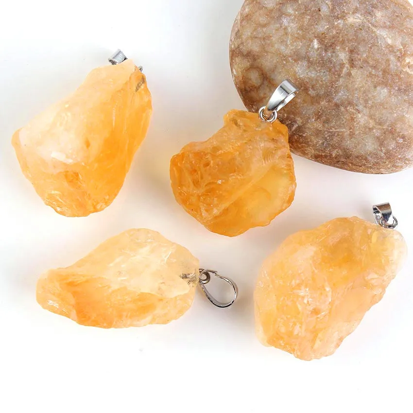 

100-Unique 1 Pcs Silver Plated Irregular Shape Natural Citrines Crystal Pendant Personalized Jewelry