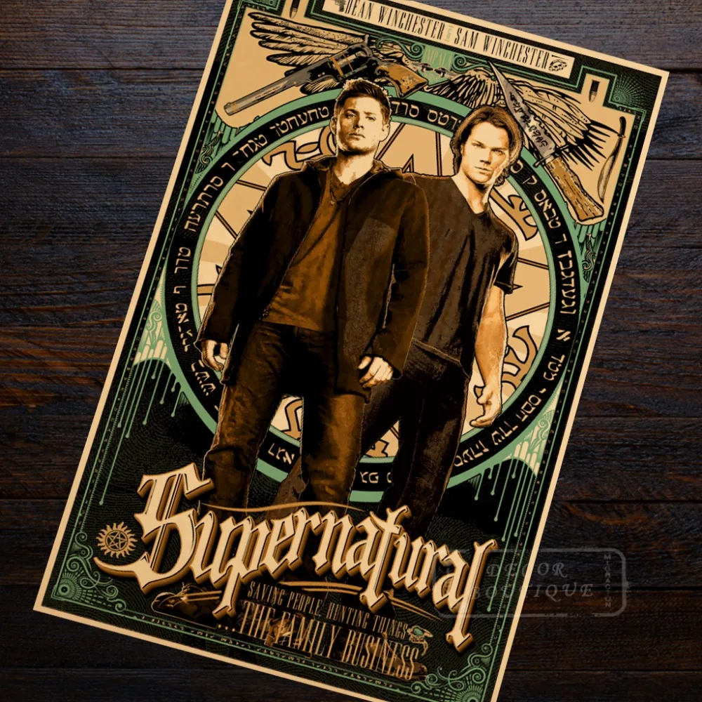 

Supernatural Sam and Dean Winchester Poster TV Vintage Retro Decorative DIY Wall Canvas Stickers Art Home Bar Posters Decor Gift