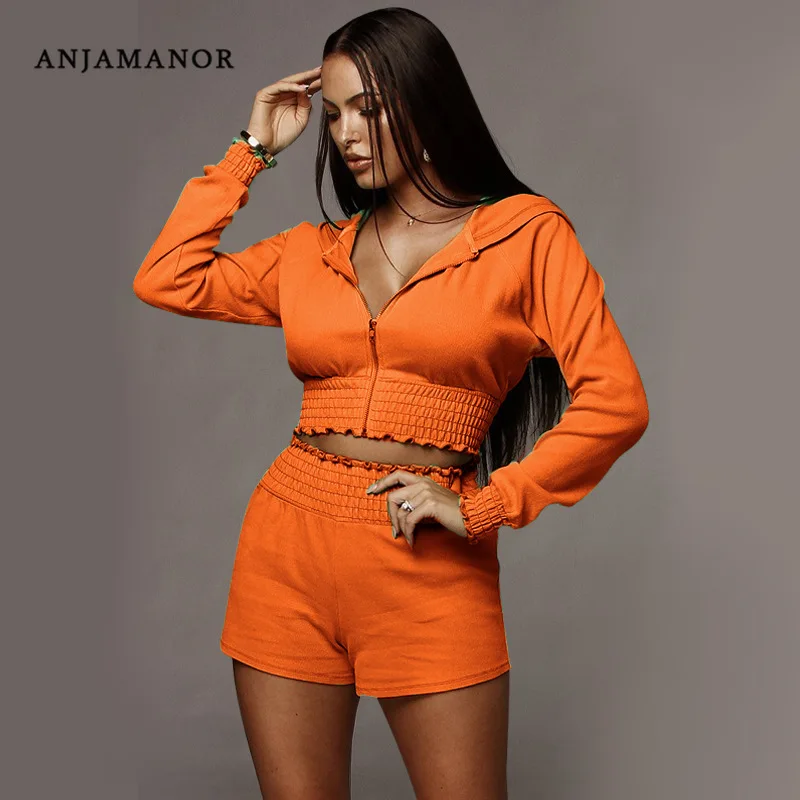 

ANJAMANOR 2 Piece Set Tracksuit Plus Size Matching Sets Women Two Piece Outfits Sweat Suits Fall Clothing Sports Suit D37-AF39