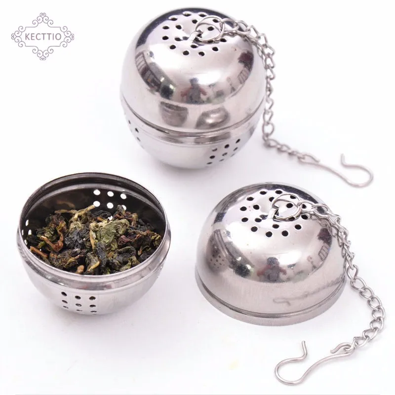 

KECTTIO New Essential Stainless Steel Ball Tea Infuser Mesh Filter Strainer w/hook Loose Tea Leaf Spice Home Kitchen Accessories