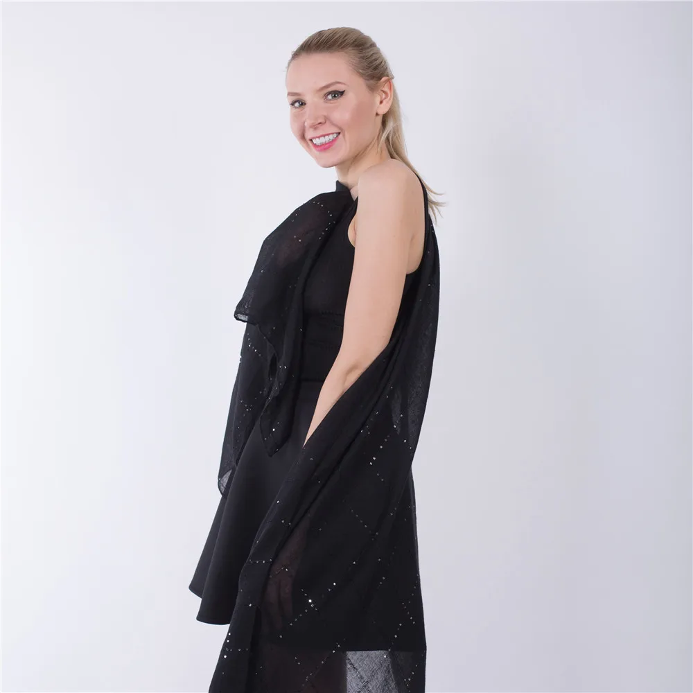 Jinjin.QC Fashion Women Solid Sequins Scarf Summer Beach Shawls and Pashmina Echarpe Foulard Femme Muslim Hijab Drop Shipping