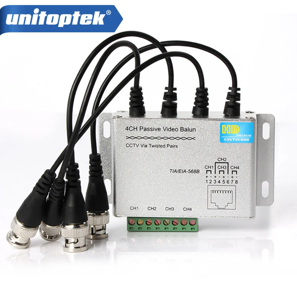 SURGE 4 Channel Active Passive Video Balun Rohs Transmitter Receiver 4CH UTP Cat5 RJ45 Support 720p