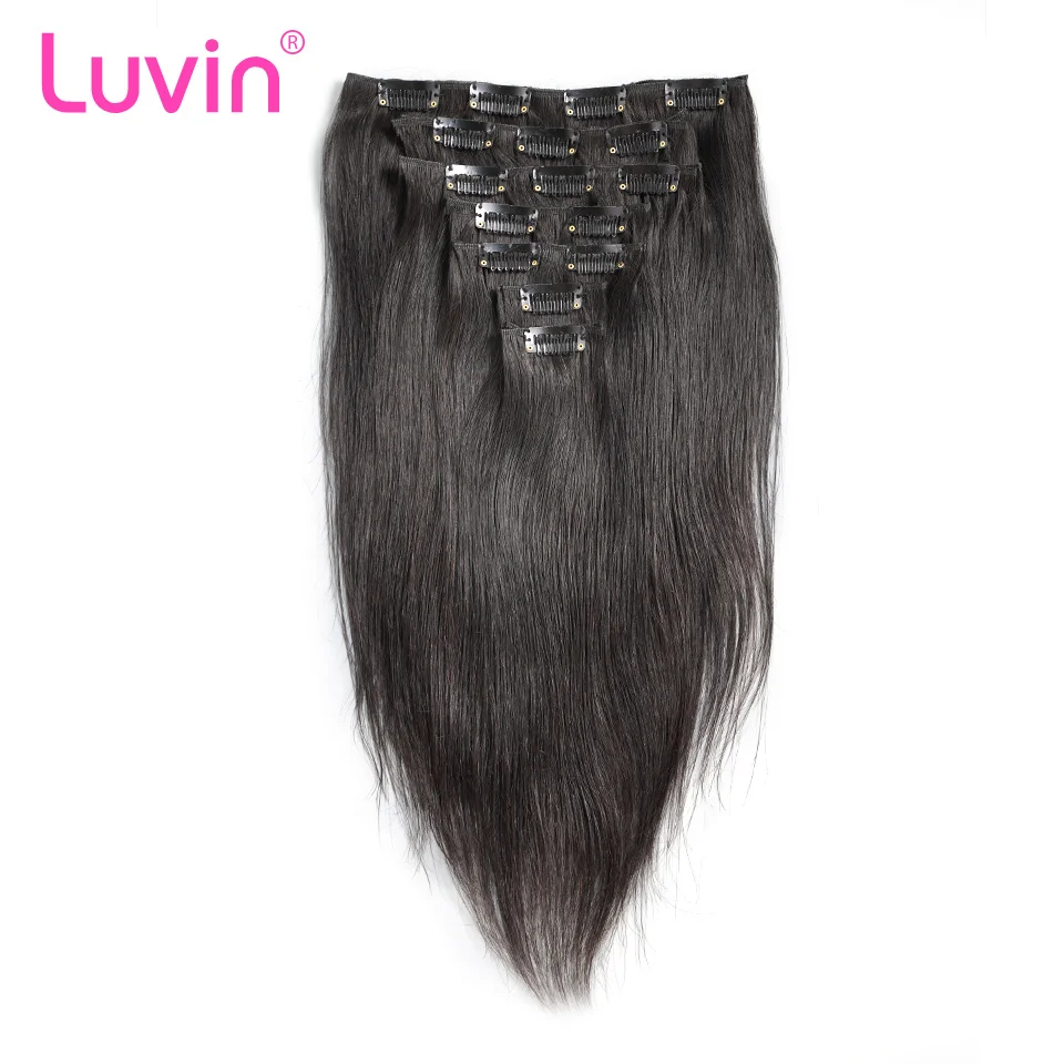 

Luvin Clip In Human Hair Extensions 100G Natural Color 7 Pieces 100% Brazilian Remy Hair For Women Shipping Free