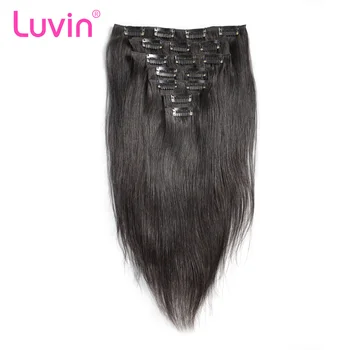 

Luvin Clip In Human Hair Extensions 100G Natural Color 7 Pieces 100% Brazilian Remy Hair For Women Shipping Free