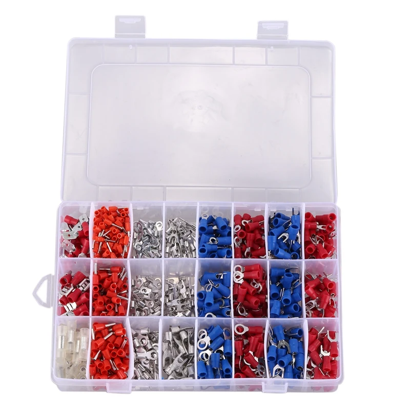 480Pcs Assorted Car Electrical Wire Terminals Insulated Crimp Connectors Box Kit