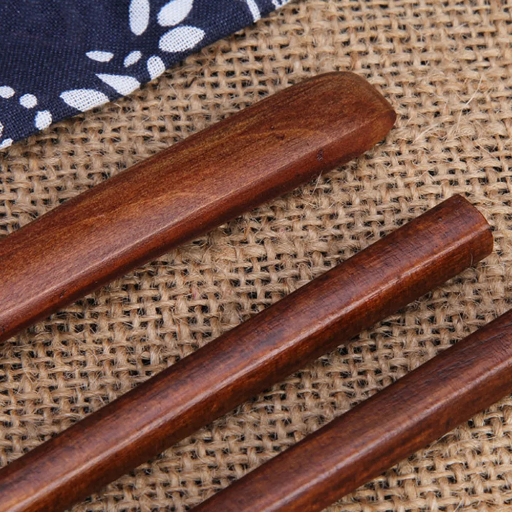Полезные деревянные палочки для еды и ложки столовые приборы для путешествий костюм Экологичная деревянная посуда с упаковка ткани подарок