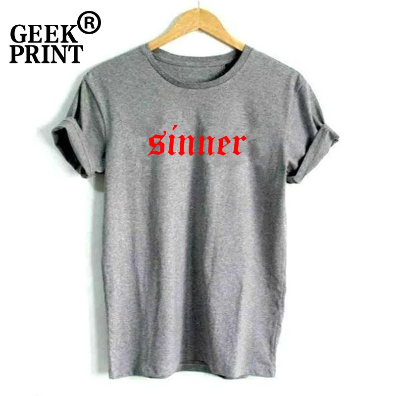 Sinner футболка Женская Красный Логотип Печатный Harajuku Летняя женская футболка Гранж Металл рок футболка Camisetas дропшиппинг