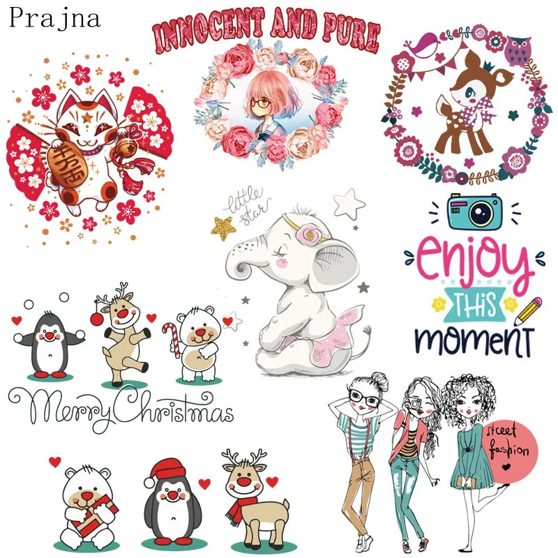 

Prajna Thermal Iron On Transfer Plastisol Heat Transfer Vinyl Patches For Clothes Cartoon Cute Fabric Jacket Patch Stickers DIY