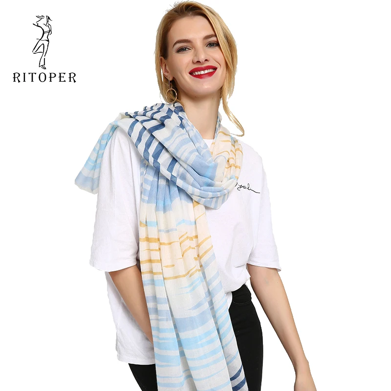 

RITOPER 2019 Women Creative Sheep Simple Line Scarf Pattern Tassel Cotton Linen Scarf Printing Range Shawl Dual Use New Arrivals