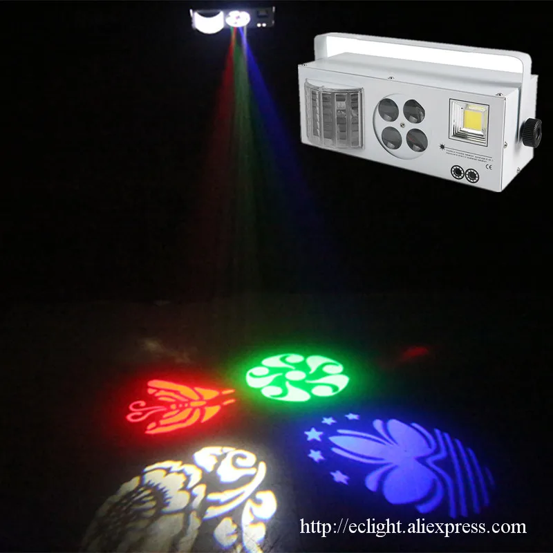Светодиодная лазерная вспышка 4 в 1 Gobo Strobe butterfly derby светильник DMX512 для дискотеки