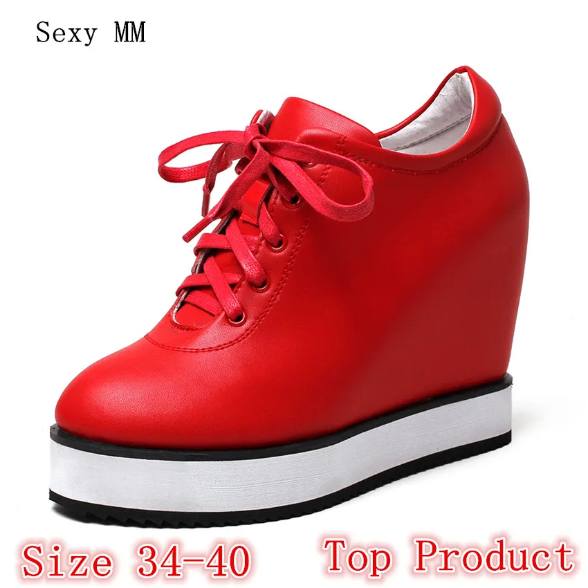 Mocassins Chaussures 34 De Cales Femmes Casual La Plus blanc Cuir Hauteur Appartements Wedge Marche 40 Croissante Noir Plates Taille Véritable rouge En TwTtqI8