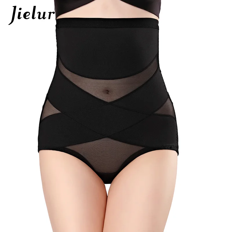 Jielur, женское нижнее белье для похудения, Корректирующее белье, бесшовное, пуш-ап, сексуальное, в сеточку, r трусы, корсеты, прикладочная форма - Цвет: Черный