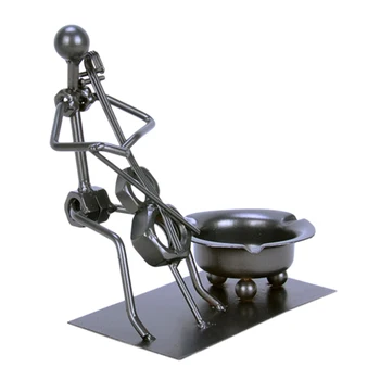 

Metal Vintage Ashtray Holder Ironman Ashtray Figurine Home Decor Cigarette Ash Container Storage Holder Wrought Iron Handicraf