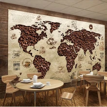 Beibehang café Café mapa del mundo Vintage restaurante pared de fondo de Bar personalizado Gran mural papel pintado verde papel de pared