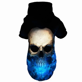 

Pet Cloth 3D HD Dog Hoodie Warm Sweater shirt Funny Skull Cat Dog Puppy Clothes Fashion Coat Unique Design Dog Costume