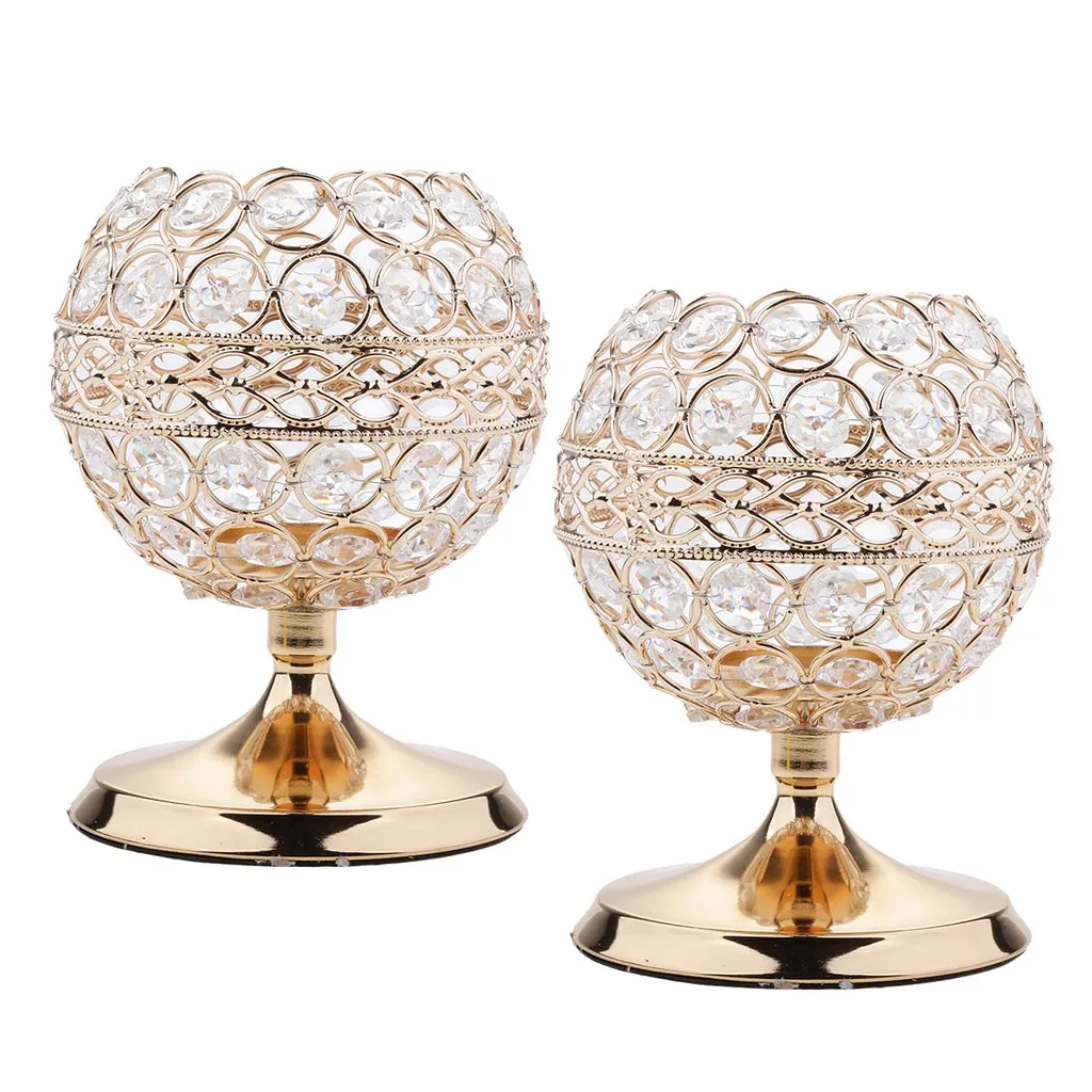 4pcs Crystal Hollow Votive Tealight Globe Pillar Candle Holders Candlestick Coffee Table Christmas Wedding Decor Crafts