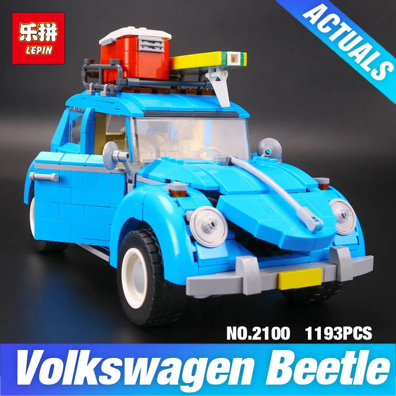 

LEPIN 21003 Series City Car Volkswagen Beetle model Building Blocks Compatible 10252 Blue Car Technic Toys Children DIY Boy gift