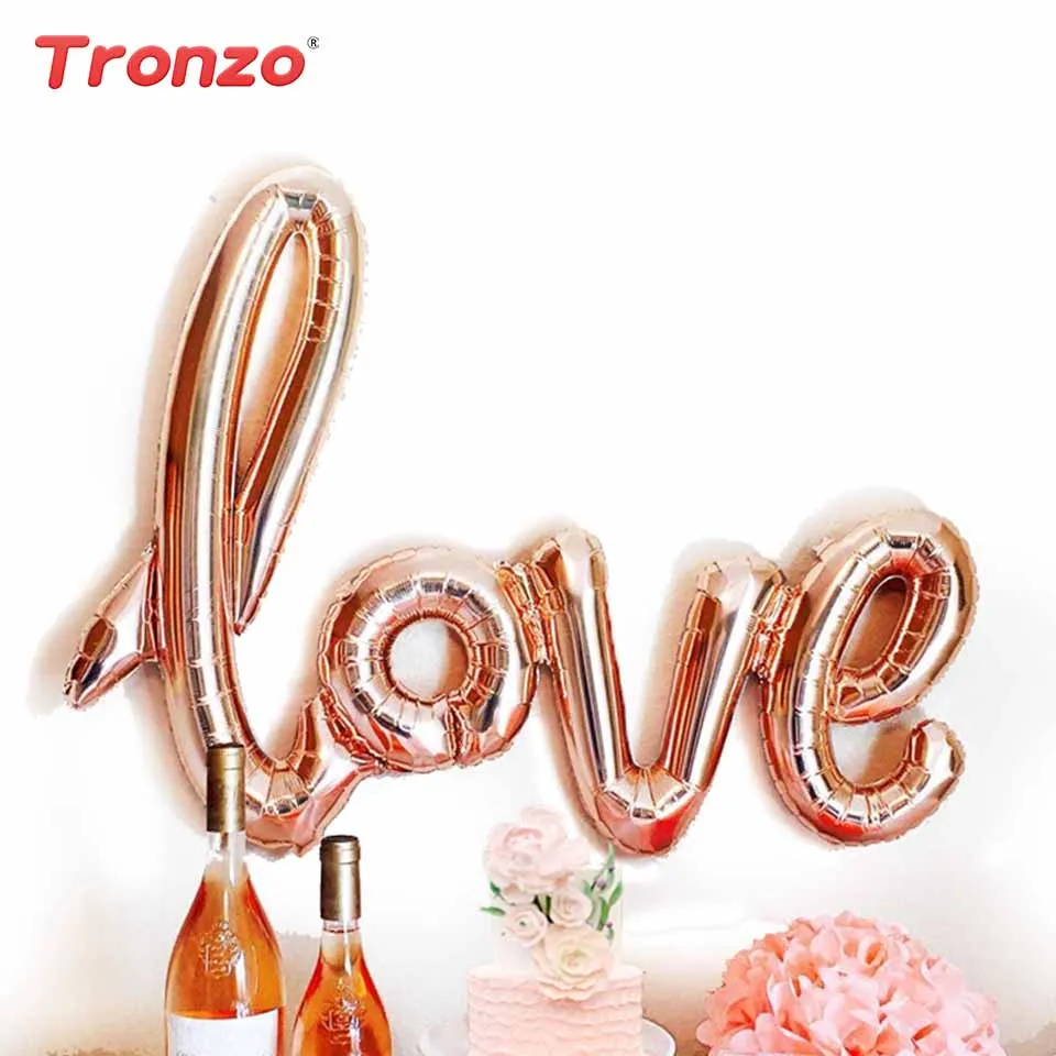 

Tronzo 40" Big Ligatures Love Foil Balloons 105*65cm Rose Gold Balloons Bachelorette Party Wedding Decoration Bridal Shower