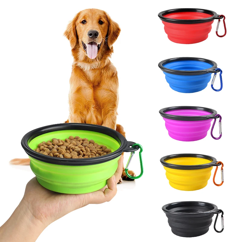 Folding Portable Dog Bowl Travel Bowl with Buckle for Food Water Container Feeder Collapsible Silicone font
