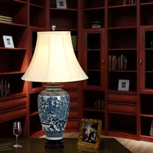 Винтажная китайская спальня для гостиной, свадебная настольная лампа Цзиндэчжэнь, фарфоровая Керамическая Настольная лампа, художественная китайская настольная лампа